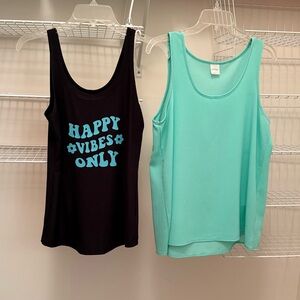 Black and Aqua Tank Tops Set (buy as a bundle)